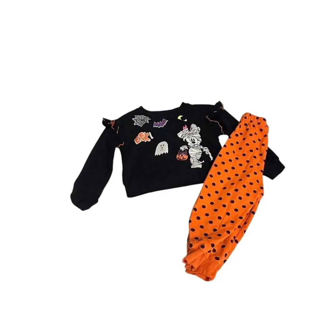 NWOT Disney toddler girls sz 2T Halloween 2 piece set w/ Minnie Mouse mummy top
